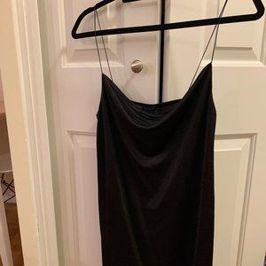 Zara Black Spaghetti Strap Satin Mini Dress
